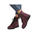 thumbnail image 1 of Bellella Womens Combat Boot Side Zip Booties Lace Up Ankle Boots Waterproof Shoes Work Wine Red 8, 1 of 8
