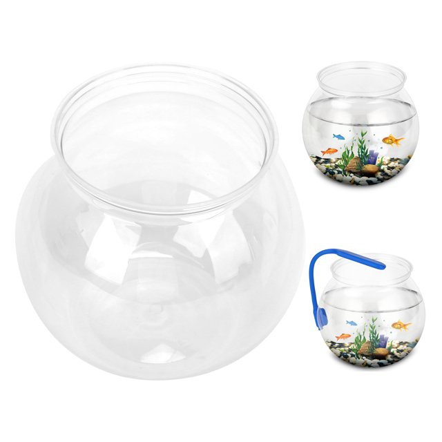 Kritne Fish Bowl,Fish Tank,Mini Fish Tank Transparent Plastic Impact Resistant Plastic Gallon Fish Bowl for Desk Bookshelf