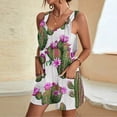 thumbnail image 2 of Pisexur Combinaison Décontractée pour Femmes Plus Size Summer Floral Sans Manches Ample Réglable Bretelles Spaghetti Shorts Extensibles d'Une Seule Pièce avec Poches S-3XL, 2 of 5