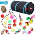 thumbnail image 1 of Semfri 22Pcs Cat Toys Kitten Toy Set Collapsible Blue Black Cat Tunnel Interactive Pet Toys Teaser Cat Feather Toys Colorful Mouse Plush Ball Bell Ball Toy Kit Kitten Bunny Puppy, 1 of 8
