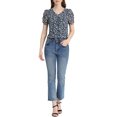 thumbnail image 2 of Unique Bargains Blouse Florale pour Femmes V Cou Détendre Hauts à Manches Courtes, 2 of 6