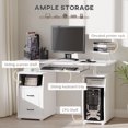 thumbnail image 4 of HOMCOM Computer Desk, Writing Desk with Keyboard Tray, CPU Stand, Drawers, 4 of 10