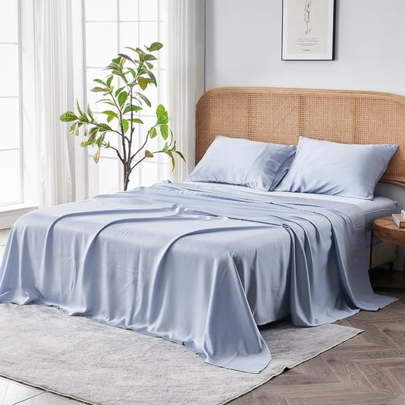 Sijo AiryWeight Tencel Sheet Set, 100% Lyocell Derived from Eucalyptus, Buttery Soft, Architectural Digest 2022 Best Cooling Sheets Winner, 1 Top Sheet Only (Sky, Twin/Twin XL)