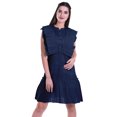 thumbnail image 1 of Moomaya Womens Ruffle Sleeve A,Line Schiffli Dress Solid Designer Party Dress, 1 of 6