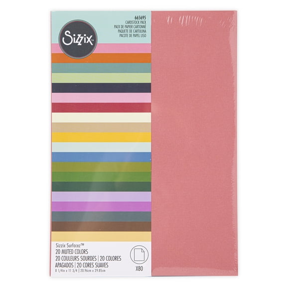 Sizzix Surfacez Cardstock Pack 8"X11.5" 80/Pkg-Muted, 20 Colors