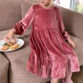 thumbnail image 2 of Yuyuzo Robe en Velours pour Petites Filles pour Enfants Princesse Robes Vintage Robe à Volants Robe de Fête Tenue Décontractée de Printemps, 2 of 6