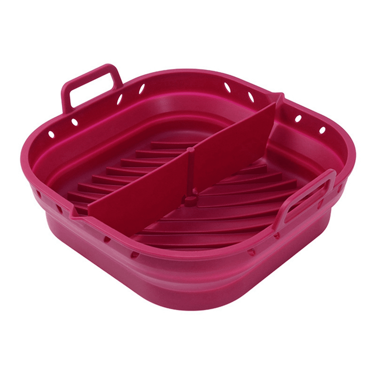 Air Fryer Silicone Plate Square Reusable Air Fryer Cooking Accessories Foldable 8.5in Airfryer Tool Baking Mold Red