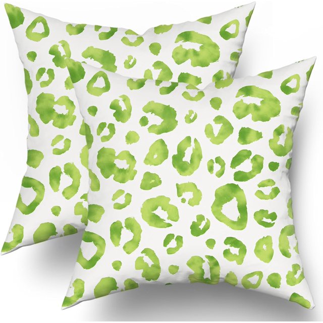 Lime Green Grey Leopard Print Pillow Covers 16X16 Inch Watercolor Gray Cheetah Decorative Pillow Cases Animal Square Throw Pillow Case Set of 2 Home Decor For Sofa Living Room Bedroom Bed Cushion
