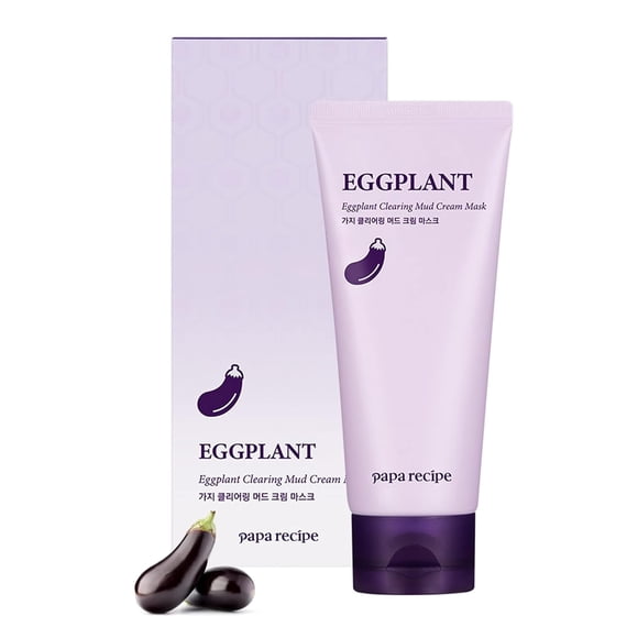 Papa Recipe Eggplant Mud Cream Mask 3.38 Ounce - Korean Skin Care, Dead Skin Exfoliator for Sensitive Face