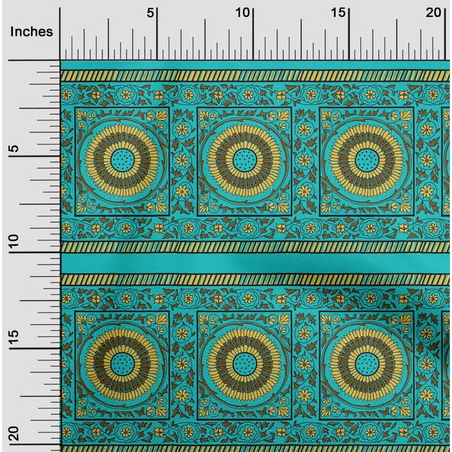 oneOone Tissu en Coton Cambric Feuilles & Floral Imprimé au Mètre 56 Pouces de Large