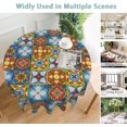 thumbnail image 4 of Ethnic 60 Inch Round Tablecloth,Mexican Talavera Ceramic Table Cloth Waterproof Stain and Wrinkle Resistant Circle Table Cover for Kitchen Dining Picnic Camping Indoor Outdoor Decor, 4 of 6