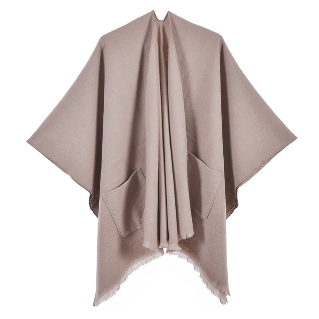 Châle Chaud pour Femmes - Poncho Réversible Ouvert pour l'Hiver