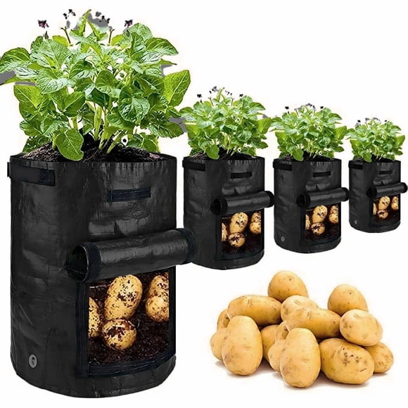 10 Gallon Garden Potato Grow Bags with Flap and Handles Aeration Fabric Pots (2 Pack)
