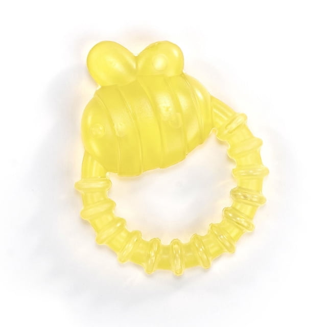 ITY by Ingenuity Cool Bite™ Water Teether - Bomby in soft yellow shaped like a bumblebee with a textured, water-filled ring that chills for soothing sore gums, easy for babies 3 months and older to grasp and self-soothe.