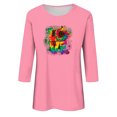 thumbnail image 4 of Qertyioot Cadeau pour Femmes Valentine, Mode Manches Trois-Quarts Col Rond Rétro Imprimé de Noël Haut Ample Blouse Manches Trois-Quarts, 4 of 4