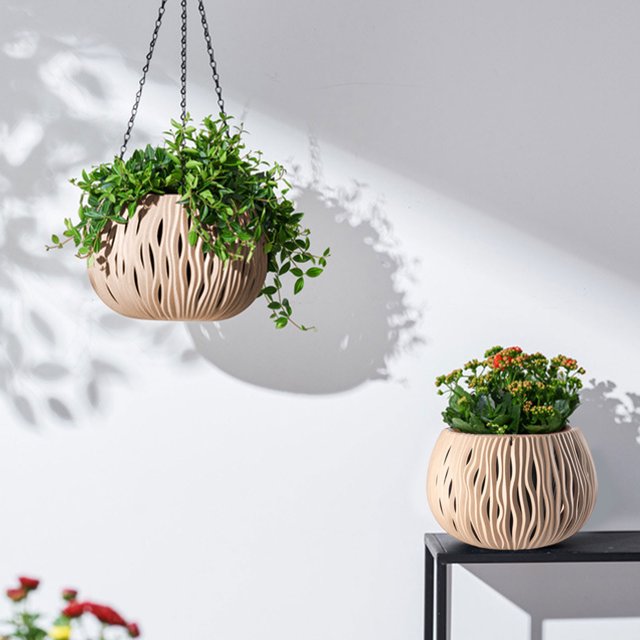 Zenithome Panier de Plantation Suspendu en Rotin avec Conception de Barrière à l'Eau Empêche la Rotation des Racines Pot de Plante en Plastique Intérieur Extérieur pour Succulentes Lierre