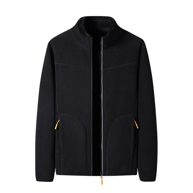 SBYOJLPB Jackets for Men Men'S Solid Color Pocket Zipper Long Sleeved Fleece Cotton Jacket