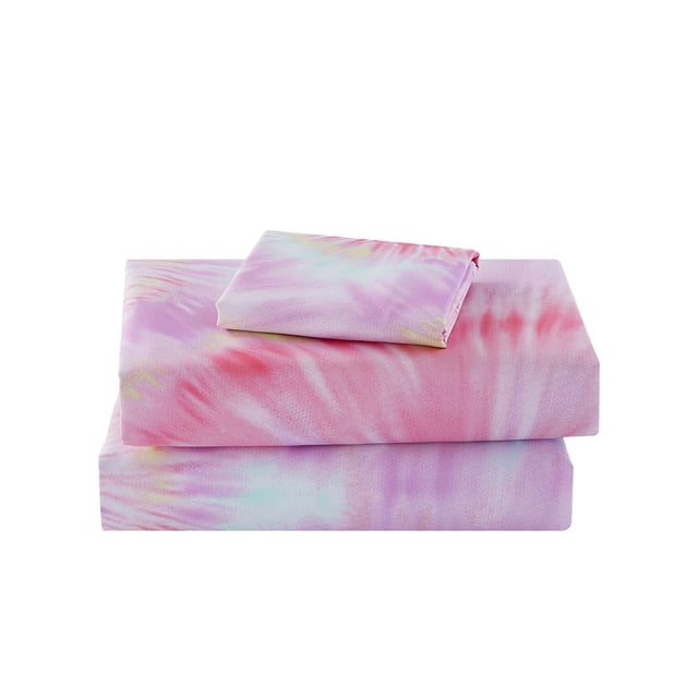 Mainstays Kids Microfiber Bed Sheet Set, Twin, Tie Dye, 3 Pieces