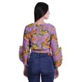 thumbnail image 2 of Moomaya Printed Womens Crop Top Wrap Style Top Wear Ruffle Long Sleeve Casual Summer Blouse, 2 of 5