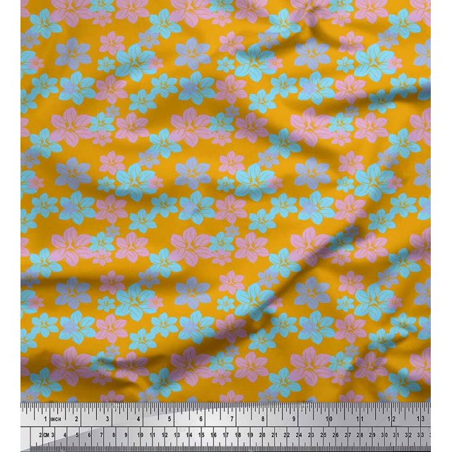 Soimoi Rayon Fabric Artistic Floral Print Fabric by the Yard 56 Inch Wide