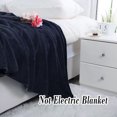 thumbnail image 2 of PiccoCasa 1 Pcs Home Warm Soft Microplush Fleece Solid Throw Blanket Navy Blue 70" x 78", 2 of 10