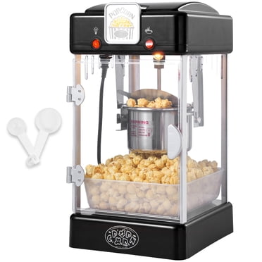 KFFKFF Créateur de Maïs Soufflé, Appareil de Cuisson pour Maïs Soufflé 300 W, Bouilloire 2,5 Oz Produisant 4 QT par Cycle, Créateur de Maïs Soufflé de Comptoir avec Porte en PP, Livré avec 2 Louches et Plateau, Inspiré du Cinéma, Noir