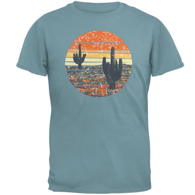 Vintage Cactus Sunset Mens T Shirt