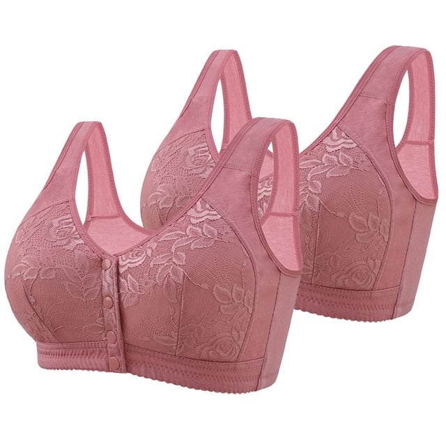 biudgviw Front Closure Bras for Women 2 Pc Wireless Push up Full Coverage Plus Size Bras Supportive Everyday Bralettes