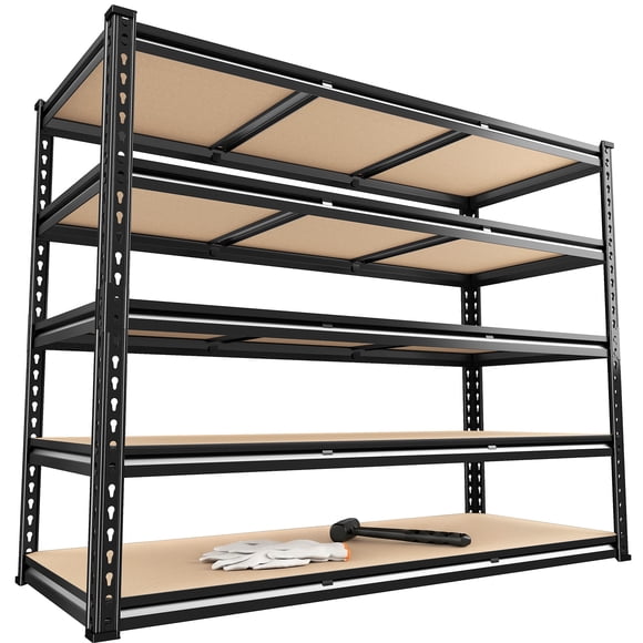Exenoray Étagères de Garage à 5 Niveaux de 48 Pouces L, Étagères de Rangement en Métal Robustes Réglables de 3080 Lb, 48 Pouces L x 24 Pouces P x 72 Pouces H pour Garage sous-Sol
