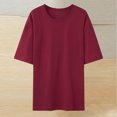 thumbnail image 2 of Pisexur Hauts d'Été pour Femmes, Hauts pour Femmes, Hauts de Sortie pour Femmes, Hauts pour Dames, T-Shirt d'Été pour Femmes à Col Rond, Manches Courtes, Décontracté, Mode, Imprimé, à Boutons, Bordeaux, m, 2 of 4