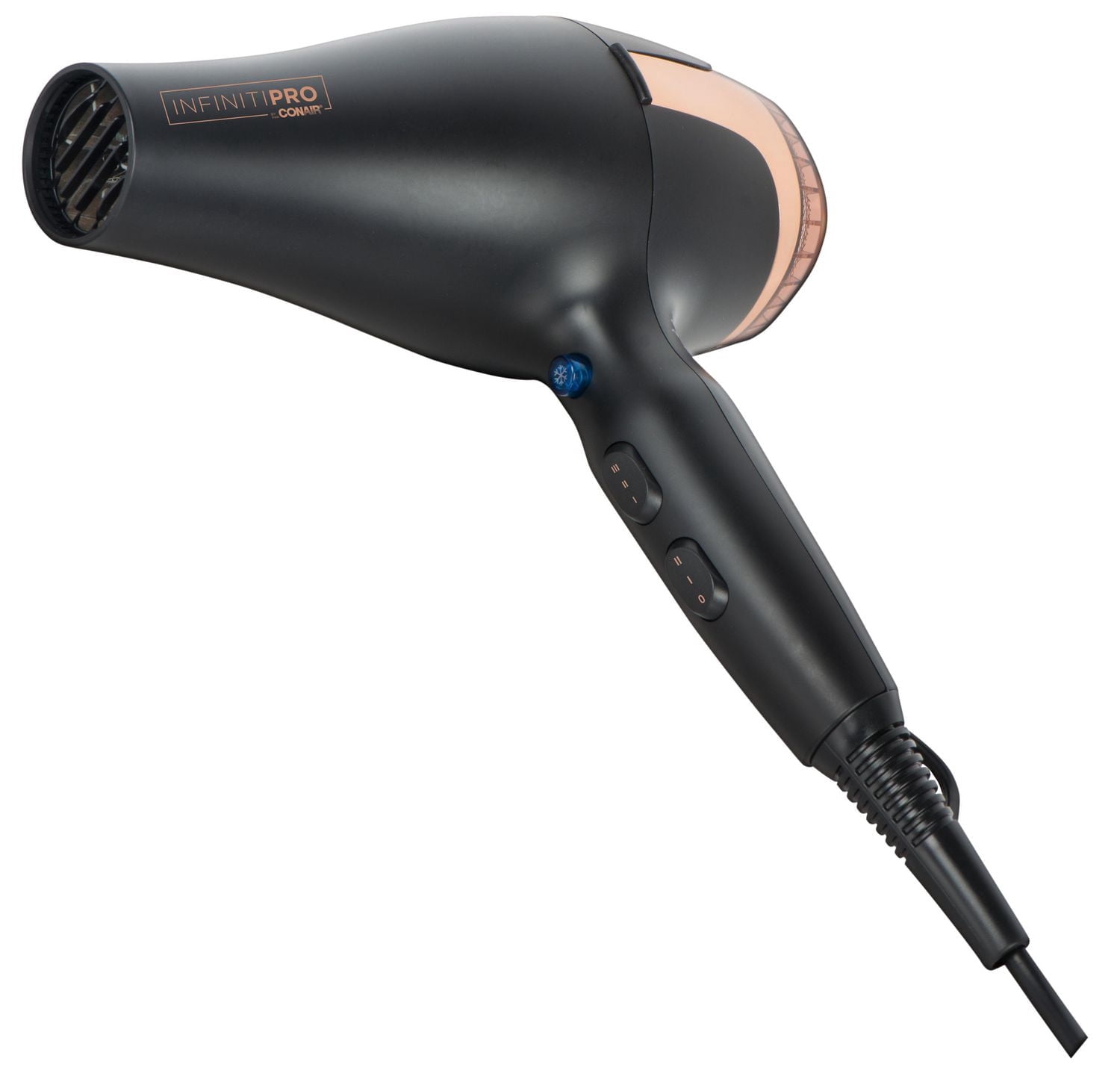 Sèche‑Cheveux 1875 W Moteur AC Professionnel InfinitiPRO par Conair, Tourmaline Céramique, Noir/Or Rose, 1 Pk
