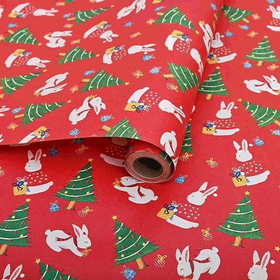 Papier d'Emballage de Noël 16 Pieds/33 Pieds Renne Père Noël Papier d'Emballage Cadeau Rouleau de Papier Cloche de Noël pour Cadeaux Festifs Friandises de Fête