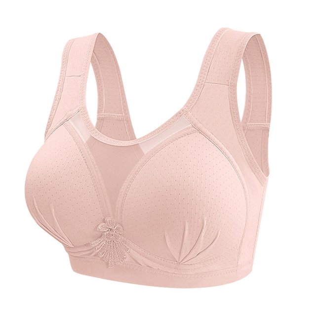 Bras for Women Middle Aged and Elderly Bras Without Steel Rings Large Size Underwear Front Button Style Bra Comfortable Bra Plus Size Bra Watermelon Red 44