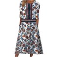 thumbnail image 2 of Robes d'Été Grande Taille pour Femmes 2024 Décontractées à Manches Mi-Longues à Col Rond Imprimé Maxi Ample à Enfiler Longue Robe Économisez jusqu'à 65 % de Rabais!, 2 of 8