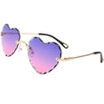 thumbnail image 4 of Women's Heart-shaped Rimless Sunglasses Designer Tinted Lens Eyewear Shades, 4 of 6