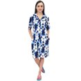 thumbnail image 1 of Bimba Chemise de Nuit Bleue en Rayonne pour Femmes Manches Courtes Imprimé Géométrique Robe de Nuit - 26, 1 of 9