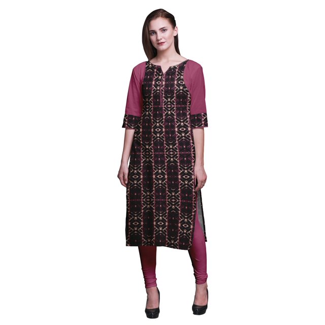 Bimba Tunique Droite en Coton pour Femmes, Kurta Imprimée, Tenue d'Été, Kurti pour Dames - Très Petit
