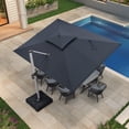 thumbnail image 3 of PURPLE LEAF 9 x 12FT Deluxe Rectangular Patio Umbrella with Base, Large Offset Cantilever Umbrella with 360° Rotation, Gray, 3 of 16