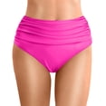 thumbnail image 1 of FYEGRE Women's High Waisted Bikini Bottom Tummy Control Ruched Bathing Suit Swim Bottom Hot Pink L, 1 of 5
