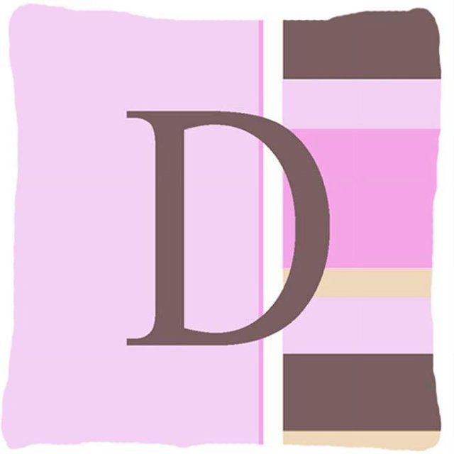 Carolines Treasures CJ1005-DPW1414 Lettre D Initiale Monogramme - Rayures Roses Coussin Décoratif en Tissu Intérieur & Extérieur