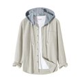 thumbnail image 2 of AherBiu Chemise à Manches Longues pour Hommes Veste à Capuche Décontractée à Boutons Mode Automne Hiver, 2 of 6