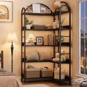 GloryStar 68.5" L-Shaped Bookshelf, 5-Tier Bookcase with Top-Arched, Open Shelf Book Display Rack for Home Office