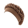 thumbnail image 2 of Fashion Women Beading Braid Hat Muslim Ruffle Cancer Wrap Cap Sleep Caps Satin Lined Hair Bonnets, 2 of 2