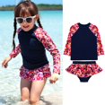 thumbnail image 2 of MIASHUI Girls Swimsuits 2 Piece Rash Guard Sets Long Sleeve Bathing Suits Beachwear,Dark Blue,2-3 Years, 2 of 7