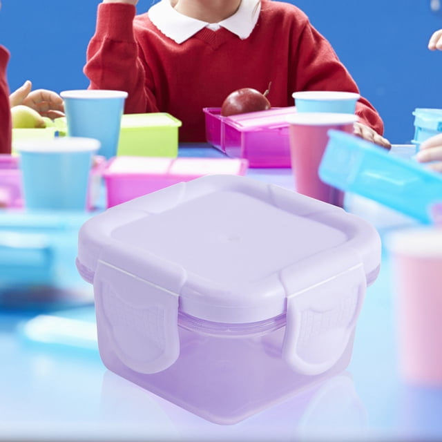 Oleegame 1PC Produce Storage Mini Plastic Food Storage Containers With Lids, Small Airtight Containers, Square School Lunch Containers For Children, Leftover Food Containers Purple