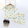 thumbnail image 2 of GDREDA Boys's Fall Pajamas Striped Short Sleeve Sets Modal Pjs (Sky Blue,8-9 Years), 2 of 6