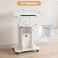 thumbnail image 3 of Costway 2 PCS Mobile Podium Stand Office Laptop Cart with Storage Adjustable Height White, 3 of 10