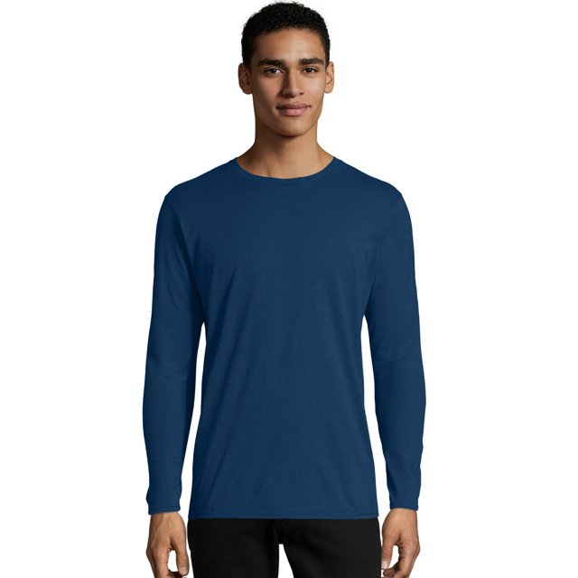 Hanes T-Shirt en Coton à Manches Longues pour Hommes Perfect-T Lot de 2, S, Marine