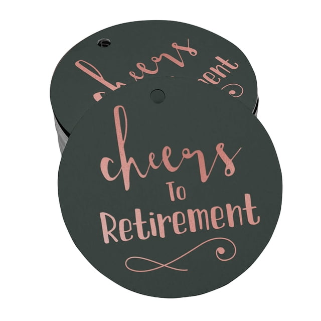 Inkdotpot Pack Of 50 Cheers To Retirement Favor Paper Tags Craft Real Rose Gold Foil Hang Tags