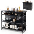 thumbnail image 1 of Gymax Îlot de Cuisine Industriel Bar Table Étagère de Rangement à 4 Niveaux Casier à Vin Porte-Verres, 1 of 10
